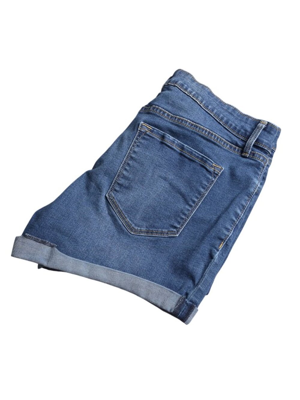 Old Navy Rockstar Womens Cuffed Jean Shorts 12 Medium Wash Mid Rise Pockets